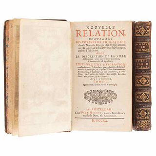 Gage, Thomas. Nouvelle Relation Contenant les Voyages de Thomas Gage Dans la Nouvelle Espagne... Amsterdam, 1720. Pieces: 2.
