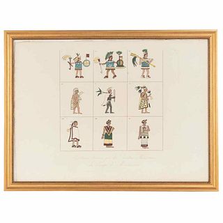 Humboldt, Alexander von -  Bonpland, Aimé. Costumes dessinés par des Peintres Mexicains.. Engraving, 14 x 15.7"(36x40 cm).