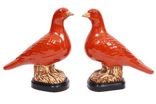 Pr. Chinese Painted Ceramic Birds