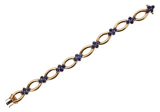 18K Yellow Gold & Blue Sapphire Bracelet