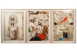 James Coignard Triptych Mixed Media Abstracts