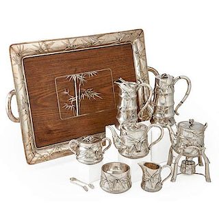 JAPANESE MEIJI PERIOD STERLING TEA  AND COFFEE SERVICE