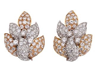 David Webb 18K, Platinum & Diamond Earrings