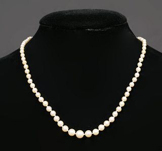 Antique Natural Pearl & Diamond Necklace GIA