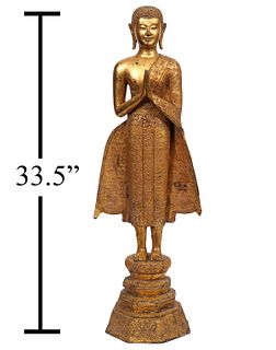 Large Gilt Metal Buddha Figurine