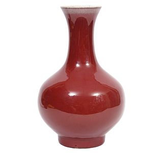 Large Chinese Oxblood Gourd Vase w/ Flared Rim