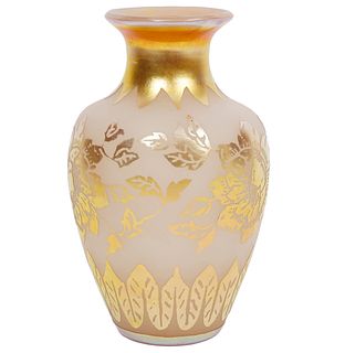 Attrb. to Steuben Opaque & Gilt Vase