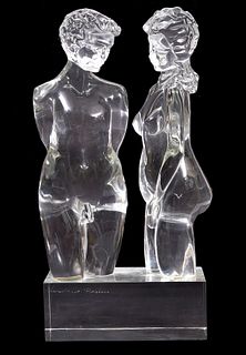 Loredano Rosin 'Lovers' Signed Art Glass Sculpture