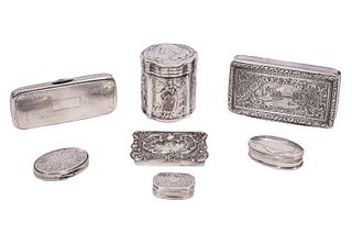 7 Assorted Small Silver Continental Boxes