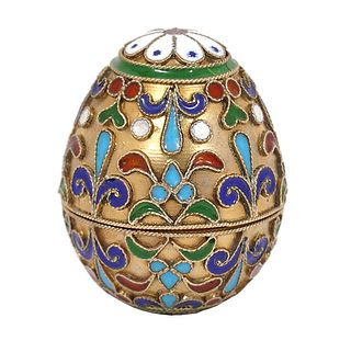Russian Imperial Miniature 84 Silver Enamel Egg