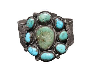 Vintage Navajo Style Silver/Turquoise Bangle