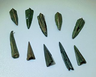 (10) Ancient Bronze Arrowheads, ca.1st C. BC