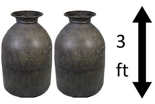 Palace Sized Pair 19th Century Indian Bronze Urns