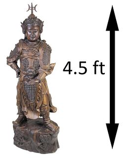 Large Chinese Bronze Buddhist Guardian Statue