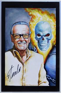 Mark Texeira Stan Lee Signed Ghost Rider Painting