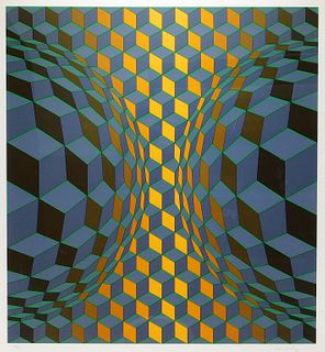 Victor Vasarely Op Art Geometric Serigraph Print