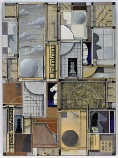 Roderick Slater Gray Collage Mixed Media Painting