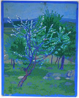 Otto Plaug Jugendstil Park Landscape Painting
