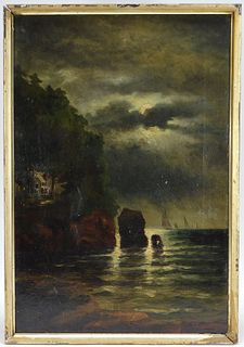 Impressionist Illuminated Stormy Seascape Painting