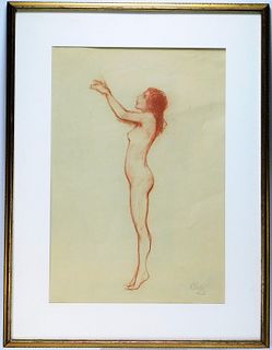 Samuel Woolf Nude Figure Study Pastel Drawing