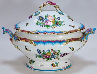 French Botanical Porcelain Soup Tureen