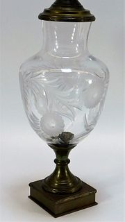 LG Clear Botanical Etched Glass Table Lamp