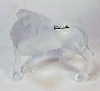 Lalique France Frosted Glass Bull Figurine
