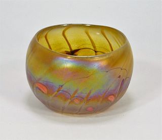 American Contemporary Favrile Type Art Glass Vase