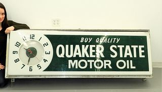 LG Quaker State Motor Oil Advertising Clock Sign