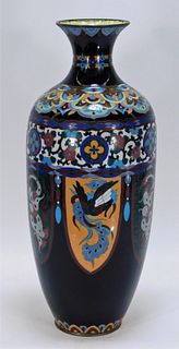 Large 18" Japanese Art Deco Cloisonne Vase