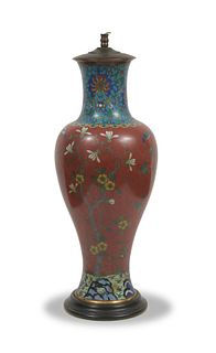 Chinese Cloisonne Vase Made Into a Lamp, 18th Century