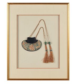 Chinese Silk Purse with Frame, 19th Century