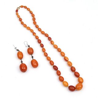 AMBER NECKLACE & EARRINGS