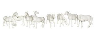 8 Chinese Porcelain Horses, Early 20th Century