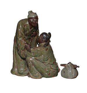 Shiwan Statue of Yue Fei & Mother, Early-20th Century