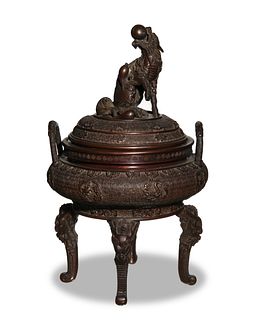 Japanese Bronze Tripod Censer, Meiji