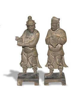 Pair of Chinese Gilt Bronze Figures, Ming