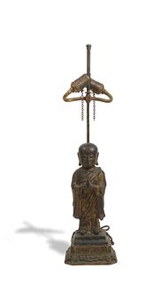 Bronze Buddha Statue Made into a Lamp, Ming
