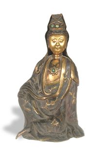 Gilt Bronze Guanyin Statuette, 19th Century