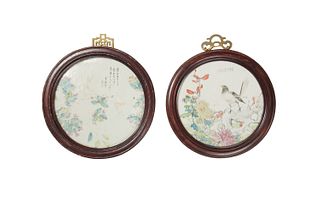 Pair of Chinese Famille Rose Plaques, 19th Century