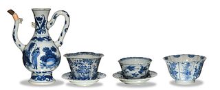 Chinese Blue-and-White Tea Set, Kangxi
