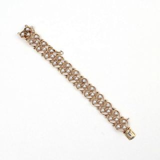 14k YELLOW GOLD AND PEARL BRACELET