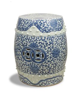 Chinese Blue & White Garden Stool, Early 19th Century