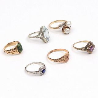 (6pc) MISC. LADY'S RINGS: