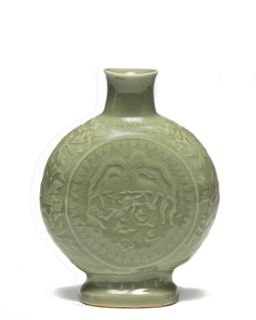 Chinese Longquan Celadon Moonflask, Yuan or Ming