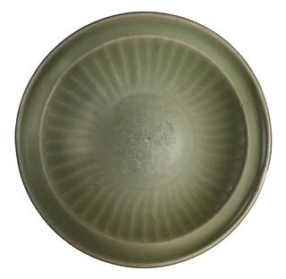 Chinese Longquan Celadon Plate, Yuan or Ming