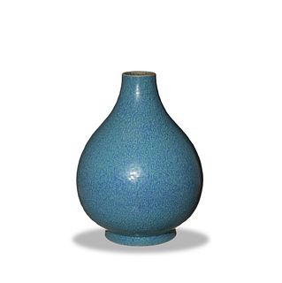 Imperial Chinese Robin Egg Blue Vase, Qianlong
