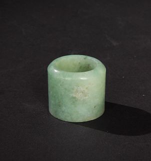 Chinese Green Jadeite Archer's Ring, 19th Century