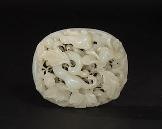 Chinese White Jade Carved Ruyi Head, Yuan Dynasty