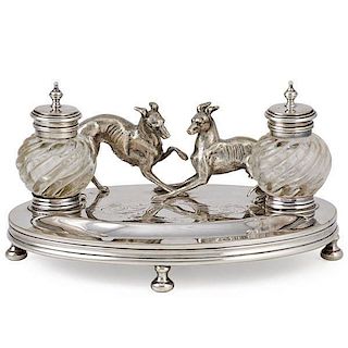 SILVER PLATED FIGURAL INK STAND